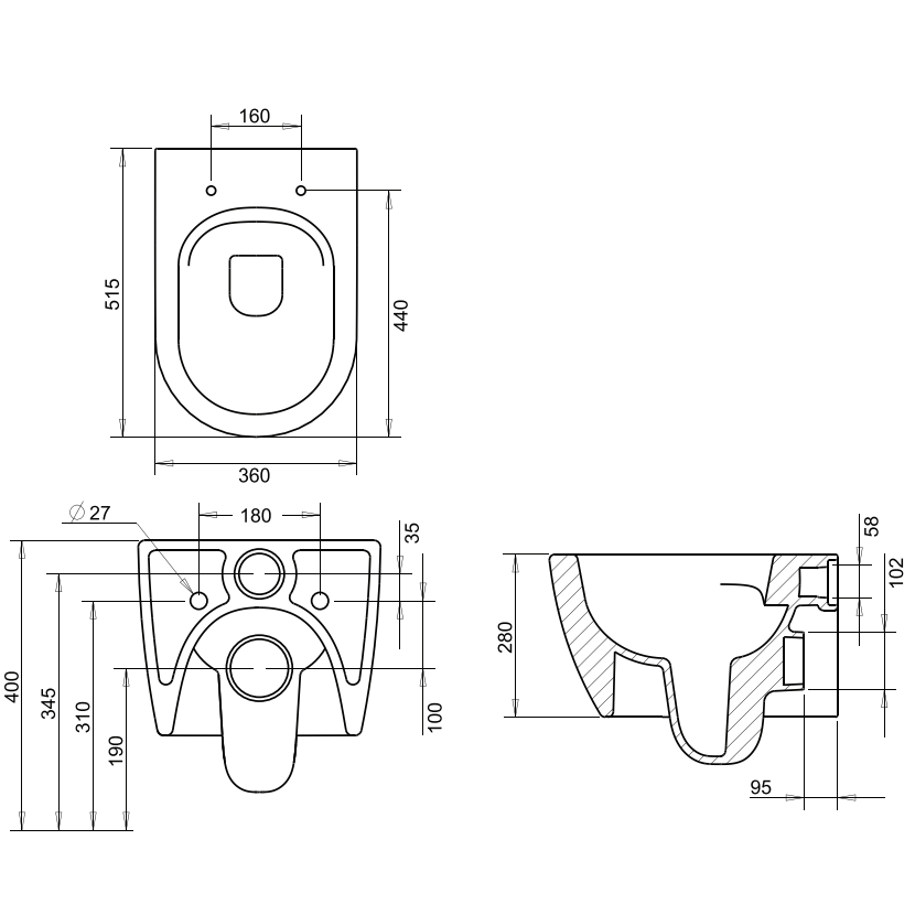 PURE-D + Rimless White Wall-hung Toilet