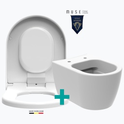 PURE-D siège de toilette sans odeur + WC Suspendu Rimfree Blanc