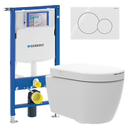 PURE-D Paket mit Wand-WC + Geberit UP320 Unterputzspülkasten + Sigma01 Betätigungsplatte